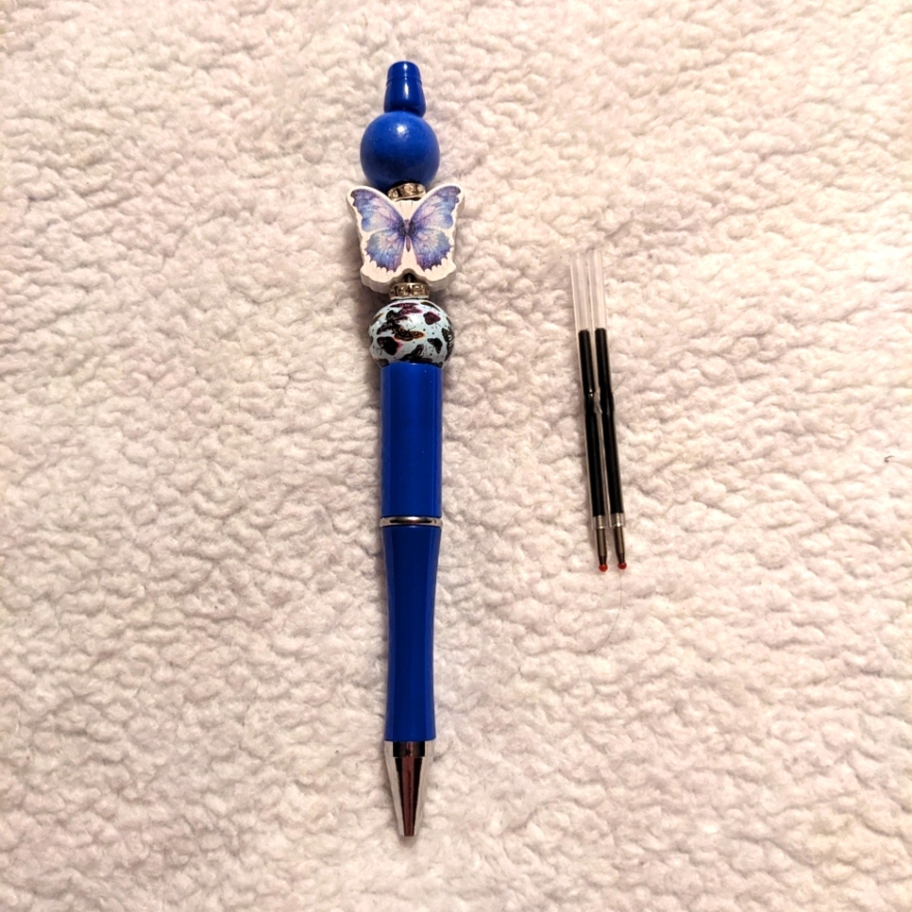 Blue Butterfly Beaded Pen